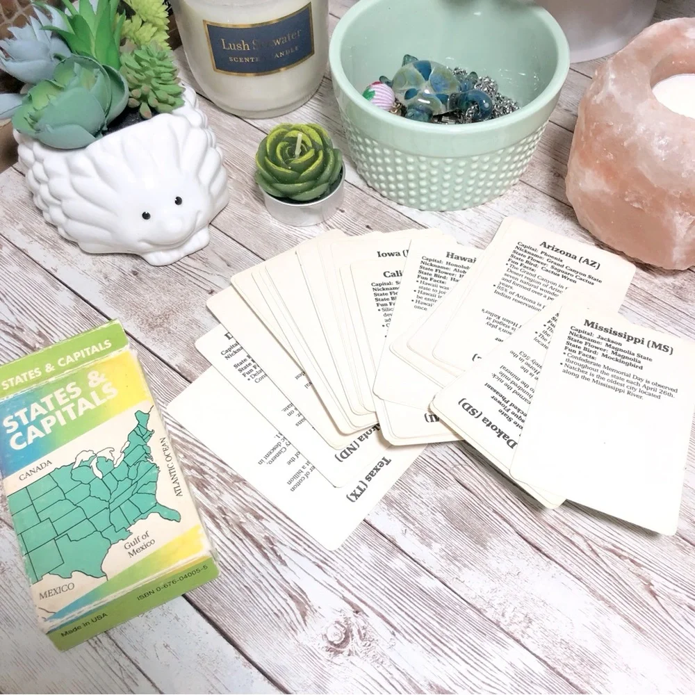1988 Random House States & Capitals Small Vintage Flashcards 80s Homeschool Vtg